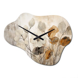 Beige Botanical Impressions III - Asymmetric Metal Wall Clock