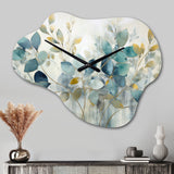 Blue Botanical Rhythms II - Asymmetric Metal Wall Clock