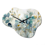 Blue Botanical Rhythms II - Asymmetric Metal Wall Clock