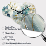 Blue Botanical Rhythms II - Asymmetric Metal Wall Clock