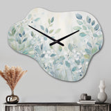 Blue Botanical Rhythms IV - Asymmetric Metal Wall Clock