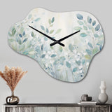 Blue Botanical Rhythms IV - Asymmetric Metal Wall Clock
