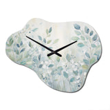 Blue Botanical Rhythms IV - Asymmetric Metal Wall Clock