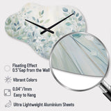 Blue Botanical Rhythms IV - Asymmetric Metal Wall Clock