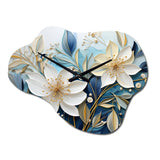 Blue Botanical Rhythms V - Asymmetric Metal Wall Clock