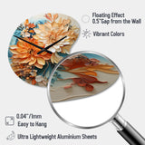 Orange Teal Botanical Whirlwind I - Asymmetric Metal Wall Clock