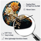 Orange Teal Botanical Whirlwind II - Asymmetric Metal Wall Clock