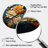 Orange Teal Botanical Whirlwind II - Asymmetric Metal Wall Clock