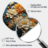 Orange Teal Botanical Whirlwind II - Asymmetric Metal Wall Clock