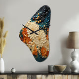 Orange Teal Botanical Whirlwind III - Asymmetric Metal Wall Clock