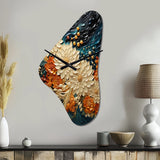 Orange Teal Botanical Whirlwind III - Asymmetric Metal Wall Clock