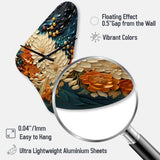 Orange Teal Botanical Whirlwind III - Asymmetric Metal Wall Clock