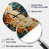Orange Teal Botanical Whirlwind III - Asymmetric Metal Wall Clock