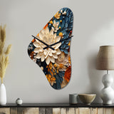 Orange Teal Botanical Whirlwind IV - Asymmetric Metal Wall Clock