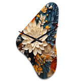 Orange Teal Botanical Whirlwind IV - Asymmetric Metal Wall Clock