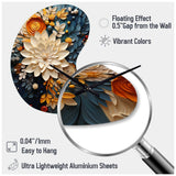 Orange Teal Botanical Whirlwind IV - Asymmetric Metal Wall Clock