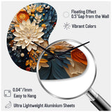 Orange Teal Botanical Whirlwind IV - Asymmetric Metal Wall Clock