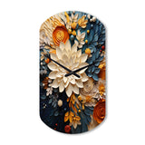 Orange Teal Botanical Whirlwind IV - Asymmetric Metal Wall Clock