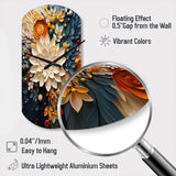 Orange Teal Botanical Whirlwind IV - Asymmetric Metal Wall Clock