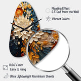 Orange Teal Botanical Whirlwind IV - Asymmetric Metal Wall Clock