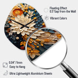 Orange Teal Botanical Whirlwind IV - Asymmetric Metal Wall Clock
