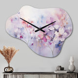 Purple Dreamy Florals I - Asymmetric Metal Wall Clock