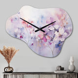 Purple Dreamy Florals I - Asymmetric Metal Wall Clock