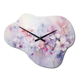 Purple Dreamy Florals I - Asymmetric Metal Wall Clock