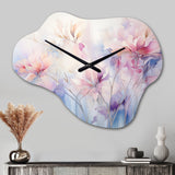 Purple Dreamy Florals II - Asymmetric Metal Wall Clock