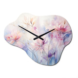 Purple Dreamy Florals II - Asymmetric Metal Wall Clock