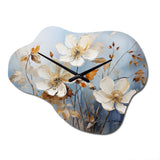 Blue Muted Botanicals I - Asymmetric Metal Wall Clock