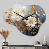 Blue Muted Botanicals II - Asymmetric Metal Wall Clock