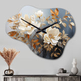Blue Muted Botanicals II - Asymmetric Metal Wall Clock