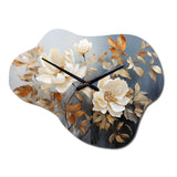Blue Muted Botanicals II - Asymmetric Metal Wall Clock
