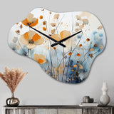 Orange Blue Muted Botanicals II - Asymmetric Metal Wall Clock