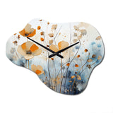 Orange Blue Muted Botanicals II - Asymmetric Metal Wall Clock