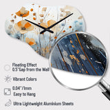 Orange Blue Muted Botanicals II - Asymmetric Metal Wall Clock