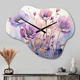 Purple Mystical Blooms II - Asymmetric Metal Wall Clock