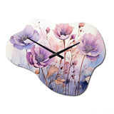 Purple Mystical Blooms II - Asymmetric Metal Wall Clock