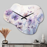 Purple Mystical Blooms III - Asymmetric Metal Wall Clock
