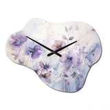 Purple Mystical Blooms III - Asymmetric Metal Wall Clock