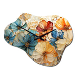 Teal Orange Petal Mosaics II - Asymmetric Metal Wall Clock