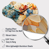 Teal Orange Petal Mosaics II - Asymmetric Metal Wall Clock