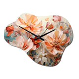 Coral Petal Symphony I - Asymmetric Metal Wall Clock