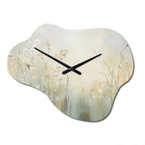 Green Beige Serene Meadows I - Asymmetric Metal Wall Clock