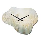 Green Beige Serene Meadows I - Asymmetric Metal Wall Clock