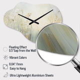 Green Beige Serene Meadows I - Asymmetric Metal Wall Clock
