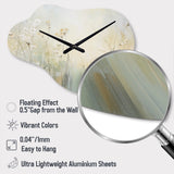Green Beige Serene Meadows I - Asymmetric Metal Wall Clock