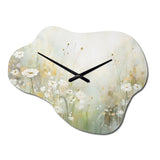 Green Beige Serene Meadows II - Asymmetric Metal Wall Clock