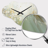 Green Beige Serene Meadows II - Asymmetric Metal Wall Clock